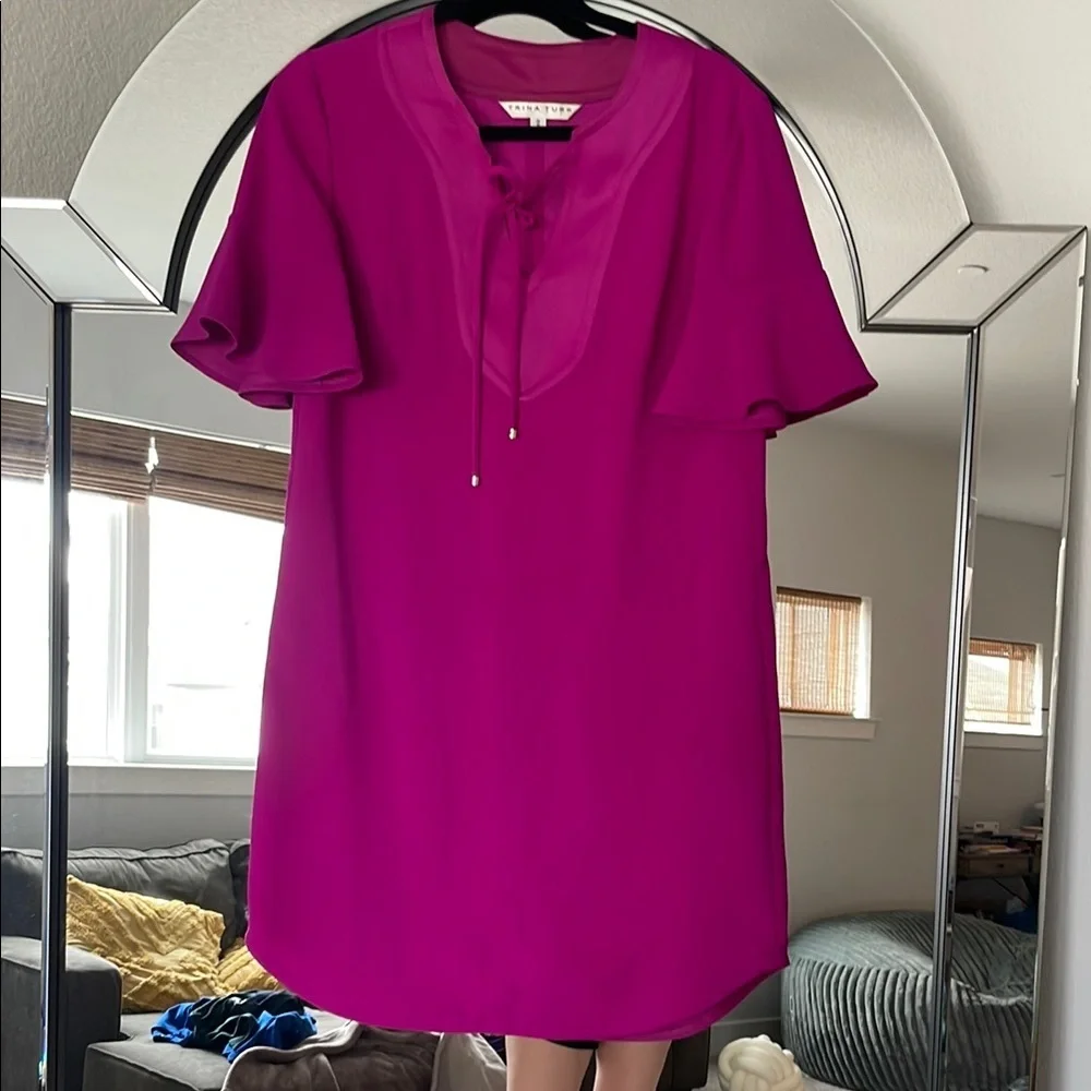 Trina Turk Pink Off the Shoulder Sheath Mini Dress - Picture 2 of 6